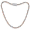 LARGE LONG 23.41CT DIAMOND 14KT WHITE & ROSE GOLD CUBAN ETERNITY TENNIS NECKLACE