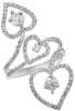 ESTATE LARGE 1.21CT DIAMOND 18KT WHITE GOLD 3D MULTI HEART CRISS CROSS FUN RING