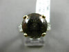 ESTATE 4.95CT DIAMOND & AAA SMOKY QUARTZ 14K 2 TONE GOLD ENGAGEMENT RING #2280