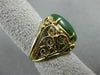 ANTIQUE LARGE AAA GREEN JADE 14KT YELLOW GOLD FILIGREE FLOWER FUN RING #19565
