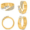 WIDE .62CT DIAMOND 14KT YELLOW GOLD MULTI SHAPE CLUSTER CRISS CROSS BYPASS RING