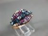 ESTATE 1.63CT DIAMOND & MULTI GEM 14KT ROSE GOLD 3D CLUSTER WAVE FRIENDSHIP RING