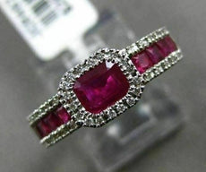 ESTATE 1.29CT ROUND DIAMOND & RUBY 14K WHITE GOLD HALO FRIENDSHIP PROMISE RING