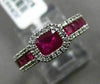 ESTATE 1.29CT ROUND DIAMOND & RUBY 14K WHITE GOLD HALO FRIENDSHIP PROMISE RING