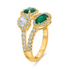 LARGE 1.79CT DIAMOND & AAA EMERALD 18KT YELLOW GOLD OVAL MULTI FLOWER FUN RING