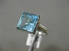 ESTATE LARGE 5.27CT AAA BLUE TOPAZ 14KT WHITE GOLD SQUARE HALO FILIGREE FUN RING