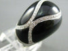 ESTATE LARGE .40CT DIAMOND & AAA ONYX 18KT WHITE GOLD COCKTAIL RING 17mm