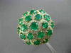 ESTATE LARGE 4.87CT DIAMOND & AAA EMERALD 18KT 2 TONE GOLD FLOWER CLUSTER RING