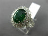LARGE 4.77CT DIAMOND & EMERALD 14KT WHITE GOLD DOUBLE HALO OVAL ENGAGEMENT RING