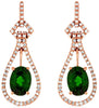 2.24CT DIAMOND & AAA GREEN GARNET 14K ROSE GOLD OVAL TEAR DROP HANGING EARRINGS