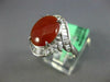ESTATE WIDE 4.0CT DIAMOND & AAA RED JADEITE 14KT WHITE GOLD OVAL HEART LOVE RING