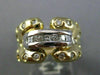 ESTATE LARGE .90CT DIAMOND 14KT 2 TONE GOLD ETOILE CHANNEL COCKTAIL RING #7287