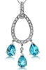 ESTATE 2.51CT DIAMOND & AAA BLUE TOPAZ 14K WHITE GOLD 3D TEAR CHANDELIER PENDANT