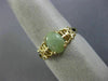 ESTATE AAA OVAL JADE 14KT YELLOW GOLD SOLITAIRE CHINESE CHARACTER LUCKY FUN RING
