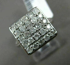 ESTATE WIDE 1.30CT ROUND DIAMOND 14KT WHITE GOLD 3D SQUARE PAVE HAMMER RING