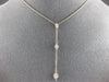 ESTATE .20CT DIAMOND 14KT YELLOW GOLD 3D CLUSTER LARIAT MARQUISE FUN NECKLACE