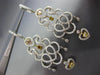 ESTATE LARGE 3.66CT DIAMOND 18KT TWO TONE GOLD CHANDELIER HEART HANGING EARRINGS