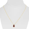 2.21CT DIAMOND & AAA RUBY 18KT YELLOW GOLD 3D PEAR SHAPE SOLITAIRE HALO NECKLACE