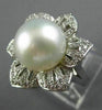 ESTATE EXTRA LARGE 1.40CT DIAMOND & SOUTH SEA PEARL18K WHITE GOLD 3D FLOWER RING