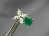 ESTATE LARGE 3.25CT DIAMOND & AAA COLOMBIAN EMERALD FLOWER HANGING STUD EARRINGS
