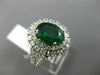 LARGE 4.77CT DIAMOND & EMERALD 14KT WHITE GOLD DOUBLE HALO OVAL ENGAGEMENT RING