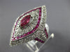 ESTATE EXTRA LARGE 3.88CT DIAMOND & AAA RUBY 14KT WHITE GOLD MARQUISE SHAPE RING