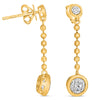 1.15CT DIAMOND 14K YELLOW GOLD ROUND DOUBLE SOLITAIRE BEZEL FUN HANGING EARRINGS