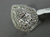 LARGE 18KT WHITE GOLD ENGAGEMENT RING. 3D CLUSTER PEAR SHAPE DOUBLE HALO DESIGN