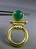 ESTATE GREEN AGATE 14K YELLOW GOLD 3D HANDCRAFTED CIRCLE OF LIFE EARRINGS #25291