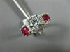 ESTATE LARGE 2.41CT DIAMOND & AAA RUBY 14KT WHITE GOLD 3 STONE ENGAGEMENT RING