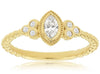 .26CT DIAMOND 14KT YELLOW GOLD 3D MARQUISE & ROUND BEZEL 7 STONE ENGAGEMENT RING