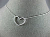 ESTATE .27CT DIAMOND 18K WHITE GOLD 3D CLASSIC OPEN HEART LOVE NECKLACE
