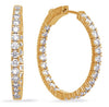 ESTATE 1.68CT DIAMOND 14KT YELLOW GOLD 3D ROUND INSIDE OUT HOOP HANGING EARRINGS
