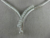 ESTATE 1.0CT DIAMOND 14KT WHITE GOLD 3D CLASSIC V SHAPED DROP NECKLACE #18873