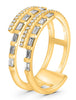 WIDE .43CT DIAMOND 14K YELLOW GOLD ROUND AND BAGUETTE MULTI ROW CRISS CROSS RING