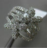 ESTATE WIDE 1.91CT DIAMOND 18K WHITE GOLD 3D MULTI ROW FLOWER BUTTERFLY FUN RING