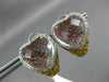 LARGE 15.01CT WHITE & FANCY YELLOW DIAMOND & QUARTZ 14KT WHITE GOLD 3D EARRINGS