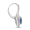 2.51CT DIAMOND & AAA SAPPHIRE 18KT WHITE GOLD OVAL 3D LEVERBACK HANGING EARRINGS