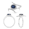 WIDE 1.12CT DIAMOND & AAA SAPPHIRE 14KT WHITE GOLD OVAL 3D CRISS CROSS LOVE RING