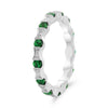 ESTATE .73CT DIAMOND & AAA TSAVORITE 14K WHITE GOLD 3D BAMBOO ETERNITY LOVE RING