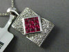 ESTATE 2.2CT DIAMOND & AAA RUBY 18K WHITE GOLD RECTANGULAR FILIGREE LOVE PENDANT