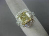 LARGE 5.20CT WHITE & FANCY YELLOW CUSHION DIAMOND 14K WHITE GOLD ENGAGEMENT RING