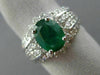 LARGE 3.30CT DIAMOND & AAA EMERALD 14K WHITE GOLD OVAL MULTI ROW ENGAGEMENT RING