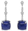 LARGE 21.73CT DIAMOND & AAA TANZANITE 18K WHITE GOLD 3D CUSHION & ROUND EARRINGS