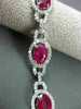 ANTIQUE WIDE 10.25CT DIAMOND & AAA OVAL RUBY 18KT WHITE GOLD 3D BRACELET