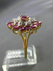 ESTATE LARGE 1.26CT DIAMOND & AAA RUBY 14K TWO TONE GOLD 3D COCKTAIL RING #19191