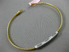 ESTATE .15CT DIAMOND 14KT TWO TONE GOLD ELONGATED PAVE FLEXIBLE BANGLE BRACELET