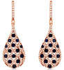 LARGE 2.20CT DIAMOND & AAA SAPPHIRE 14KT ROSE GOLD 3D TEAR DROP HANGING EARRINGS