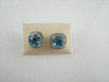 ESTATE 13CTW BLUE TOPAZ & DIAMOND 14KT W GOLD EARRINGS