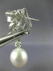 ESTATE LARGE 1.28CT DIAMOND & AAA SOUTH SEA PEARL 18KT WHITE GOLD HEART EARRINGS